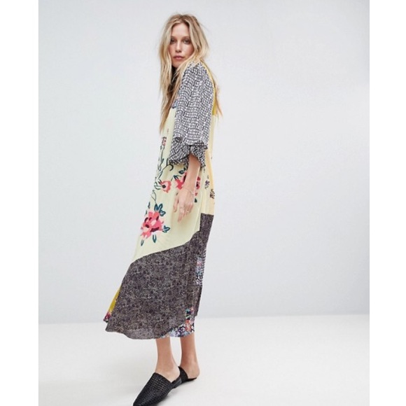 Free People River Market Mixed Print Midi Dress - Picture 3 of 6